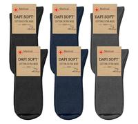 Dafi soft 6 Pairs Unisex Wide Diabetic Cotton Socks Made in Turkey (UK 12-14 / EU 47-49, 6x 6x Black/Navy/Anthracite)