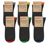 Dafi soft 6 Pairs Unisex Wide Diabetic Cotton Socks Made in Turkey (UK 12-14 / EU 47-49, 6x Black Coloured)