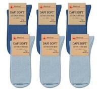Dafi soft 6 Pairs Unisex Wide Diabetic Cotton Socks Made in Turkey (UK 3-5 / EU 35-38, 6x Light Navy/Blue)