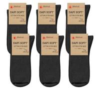 Dafi soft 6 Pairs Unisex Wide Diabetic Cotton Socks Made in Turkey (UK 6-8 / EU 39-42, 6x Black)