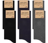 Dafi soft 6 Pairs Women's Socks, Cotton, Made in Turkey (UK 6-8, 6x Black/Navy/Dark Grey)