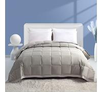 Dafinner Feather Down Fibers Blanket Full/Queen Size, Lightweight Summer Comforter, Noiseless & Extra Soft Thin Bed Blanket with Satin Trim (90"x90", Gray)