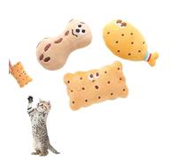 DAFORERAL 3-Pack Catnip Plush Cat Toys, Treat-Inspired Set with Cookie Drumstick Peanut Shapes, Soft PP Cotton Filled Interactive Toys for Indoor Cats