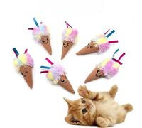DAFORERAL 6 PCS Cat Plush Ice Cream Toys, Crinkle Paper Play Design