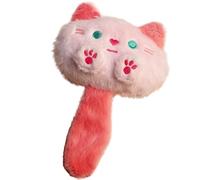 DAFORERAL Cat Shape Plush Squeaky Dog Toy with Fluffy Tail, Interactive Chew Toy (Pink)