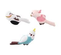DAFORERAL Catnip Bird Plush Cat Toys, 3-Pack Soft Chew Toys with Crinkle Sound, Magpie Lark Parrot Design for Self-Play and Stress Relief, 14x6cm
