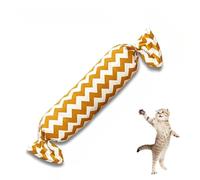 DAFORERAL Catnip Candy Pillow Toy for Cats, Burlap Chew Toys with Bell for Teething Kittens, Soft and Durable Self-Play Cat Toys for Stress Relief (V1,Large)