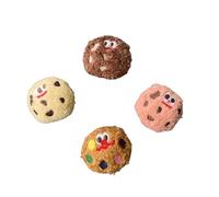 DAFORERAL Catnip Cookie Chew Toy for Cats, Silent Plush Treat for Indoor Play, Self-Entertainment Companion, 4-Pack Colorful Set