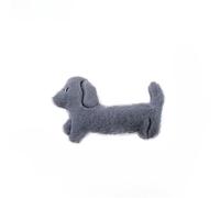 DAFORERAL Catnip Plush Dog-Shaped Cat Toy with Crinkle Paper, Cute Sausage Dog Design, Soft PP Cotton Filled Cat Toy for Biting, Kicking & Interactive Play, 14×8×3.5cm (Grey)