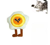 DAFORERAL Catnip Plush Toy for Cats, Bell Inside, Chew-Resistant Self-Play Toy for Indoor Cats, Egg Biscuit Rice Ball Shape Options, Cute Interactive Boredom Relief Toy (Fried egg)