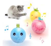 DAFORERAL Chirping Cat Toy Balls with Catnip - 3 Pcs EVA Rolling Toy Balls for Indoor Cats, Interactive Kitten Toys with Bird, Frog & Cricket Sounds (Plush)