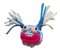 DAFORERAL Dog Rope Ball Toy, Funny Face Cotton Knot Design for Chewing, Teeth Cleaning, and Interactive Play (blue)