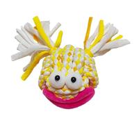 DAFORERAL Dog Rope Ball Toy, Funny Face Cotton Knot Design for Chewing, Teeth Cleaning, and Interactive Play (Yellow)