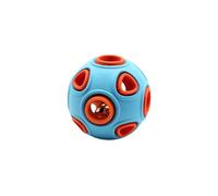 DAFORERAL Dual-Layer Squeaky & Glow-in-The-Dark Dog Toy Ball, Natural Rubber Chew Toy with Bell, Dental Health, Treat Dispenser, and Interactive Pet Toy (Blue,Large Anemone Ball (with Bell))