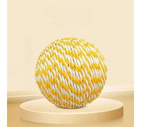 DAFORERAL Extra-Large Striped Cat Ball Toy - Durable Woven Paper Rope, Bite & Scratch Resistant, Interactive Squeaky Play for All Breeds, Perfect for Active Cats (Yellow)