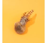 DAFORERAL Faux Rabbit Fur Cat Toy Ball with Feathers 2.8in, Fluffy Silent Self-Play Toy for Cats (Brown)