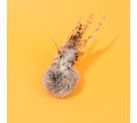 DAFORERAL Faux Rabbit Fur Cat Toy Ball with Feathers 2.8in, Fluffy Silent Self-Play Toy for Cats (Grey)
