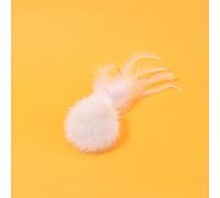 DAFORERAL Faux Rabbit Fur Cat Toy Ball with Feathers 2.8in, Fluffy Silent Self-Play Toy for Cats (White)