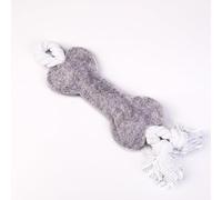 DAFORERAL Felt Bone Rope Chew Toy for Dogs and Cats, Durable Cotton Rope Pet Toy for Interactive Training and Teeth Grinding, 24 cm Soft and Fun Design (Grey)