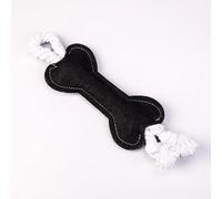 DAFORERAL Felt Bone Rope Chew Toy for Dogs and Cats, Durable Cotton Rope Pet Toy for Interactive Training and Teeth Grinding, 24 cm Soft and Fun Design (Black)