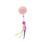 DAFORERAL Funny Expression Plush Ball Cat Toy with Bell and Feather, Interactive Self-Play Kitten Toy, Durable Chew & Chase Toy with PP Cotton Filling for Stress Relief & Entertainment (Pink)