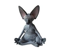 DAFORERAL Hairless Cat Resin Figurine in Zen Meditation Pose, Creative Buddha-Inspired Home Decor for Shelf, Desk, or Living Room Tranquility Display (Black,8cm)