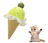 DAFORERAL Ice Cream Catnip Plush Toy for Cats, Full Crinkle Sheet Indoor Play (Green)