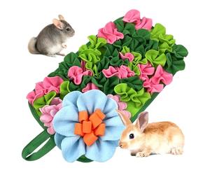 DAFORERAL Interactive Feeding Mat for Small Animals - Fun Flower-Shaped Snuffle Mat for Rabbits, Guinea Pigs, Hedgehogs & Small Dogs, Stimulates Natural Foraging Instincts (Green)