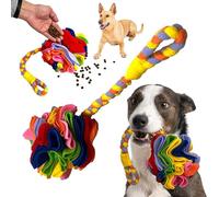 DAFORERAL Interactive Scent Ball Pet Toy for Cats & Dogs - Chew, Fetch & Hide Treats, Handwoven Plush Ball for Active Play, Available with or Without Braided Handle (A01,18cm)