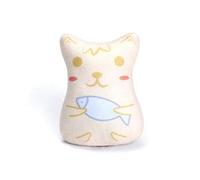 DAFORERAL Mini Plush Cat Toy with Catnip - Cartoon Animal Print Design, Small Size for Cats to Bat, Chew, and Cuddle (Beige)