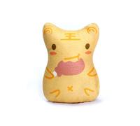 DAFORERAL Mini Plush Cat Toy with Catnip - Cartoon Animal Print Design, Small Size for Cats to Bat, Chew, and Cuddle (Yellow)