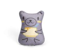 DAFORERAL Mini Plush Cat Toy with Catnip - Cartoon Animal Print Design, Small Size for Cats to Bat, Chew, and Cuddle (grey)