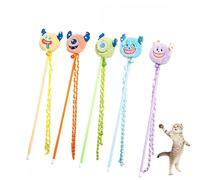 DAFORERAL Monster Plush Cat Teaser Wand Set, 5-Pack Interactive Cat Toys with Bells and Tassels, Soft Durable Fabric for Kittens and Adult Cats, 36cm Wand Length