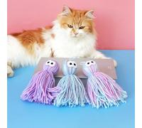 DAFORERAL Octopus Yarn Cat Toy, Hanging Kitten Teething Toy for Solo Play, Interactive Chew Ball for Cats, Soft Durable Wool Toys (3 colors)