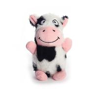 DAFORERAL Plush Chubby Animal Dog Toy, Cute Cartoon Squeaky Toy with PP Cotton Filling, Durable Chew-Resistant Soft Plush for Interactive Play (cow)