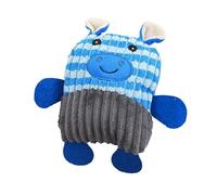 DAFORERAL Plush Hippo Dog Toy, Squeaky Animal-Shaped Chew Toy for Teeth Cleaning, Durable Corduroy Pet Toys for Interactive Play and Stress Relief, 23×22cm (blue)