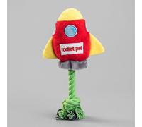 DAFORERAL Plush Rocket Dog Toy with Squeaker & Rope Knots, Durable Chew Toy for Small and Medium Dogs, Interactive Pet Toy for Boredom Relief and Playtime (red)