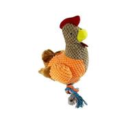 DAFORERAL Plush Rooster Dog Toy with Rope 11.8x5.1x7.5in, Squeaky Chew Toy with Real Clucking Sound for Tug and Dental Play