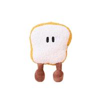 DAFORERAL Plush Squeaky Dog Toy with Crinkle Sound, Breakfast Bread Design, Chew-Resistant Interactive Toy for Dogs and Cats, Soft Fabric for Boredom Relief and Daily Play (Toast)
