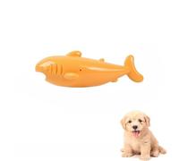 DAFORERAL Shark Shape TPR Dog Toy, Chew Play for Teeth Cleaning and Indoor Throwing Fun (Orange)