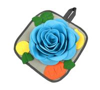 DAFORERAL Small Pet Snuffle Mat for Rabbits, Hamsters, and Guinea Pigs, 30×30cm Flower Feeding Toy for Slow Eating, Stress Relief, and Mental Stimulation (Blue)