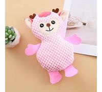 DAFORERAL Squeaky Deer Dog Toy, Plush Heart Antler Chew Toy for Dogs and Cats, Teeth Cleaning Interactive Toy, Corn Fleece with Embroidery, 23×18cm (pink)