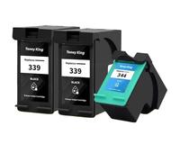 DAFSXZQR Compatible Ink Cartridges TONEY KING 339 344 Replacement For 339 Works With 344 For DeskJet 5740 5745 5940 6520 6540 6540d 6620 6840 9800 Printers(2Black1Color)