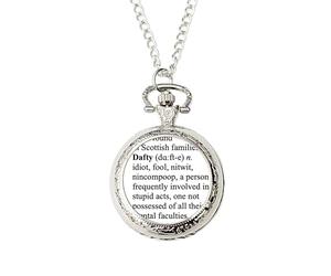 Dafty Scottish Pocket Watch - Funny Scottish Slang Gift for Him | Novelty Scotland Present for Men | Silver Colour Chain with Gift Box | Humorous Gift for Christmas
