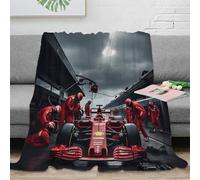 DAFUfbw 3D Ferrarii Flannel Blanket for Bed Super Soft FormulaOne Perform A Pit Stop Blanket for Fall & Winter, No Pilling, No Shedding, Lightweight Decorative Fuzzy Plush Bedding for Couch