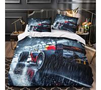 DAFUfbw 3D Formulaa Racing Design Duvet Cover, Racing Car Pattern Bedding Set Individuality Comforter Cover with Zipper Closure Breathable Quilt Cover Super King（260x220cm）