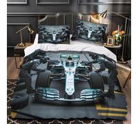 DAFUfbw 3D Formulaa Racing Duvet Cover With Hidden Zipper, Pit Stop Quilt Cover with Pillowcases, Formulaa Racing Bedding Set Soft Microfiber Super King（260x220cm）
