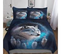 DAFUfbw 3D Pattern Dream Catcher Bedding Set Double（200x200cm）, Wolf Duvet Cover for Boy & Girl, Microfiber Quilt Cover Skin-friendly & Hypoallergenic Bed Linen Set