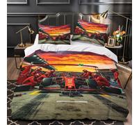 DAFUfbw 3D Printed Formulaa Racing Bedding Set Super King（260x220cm）, Pit Stop Quilt Cover with Zipper Closure, Luxe Duvet Cover with Pillowcase for Childs & Adults