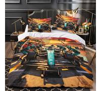 DAFUfbw 3D Printed Pattern Formulaa Racing Duvet Cover Set Super King（260x220cm）, Breathable Pit Stop Bedding Set Comfortable Quilt Cover Washable